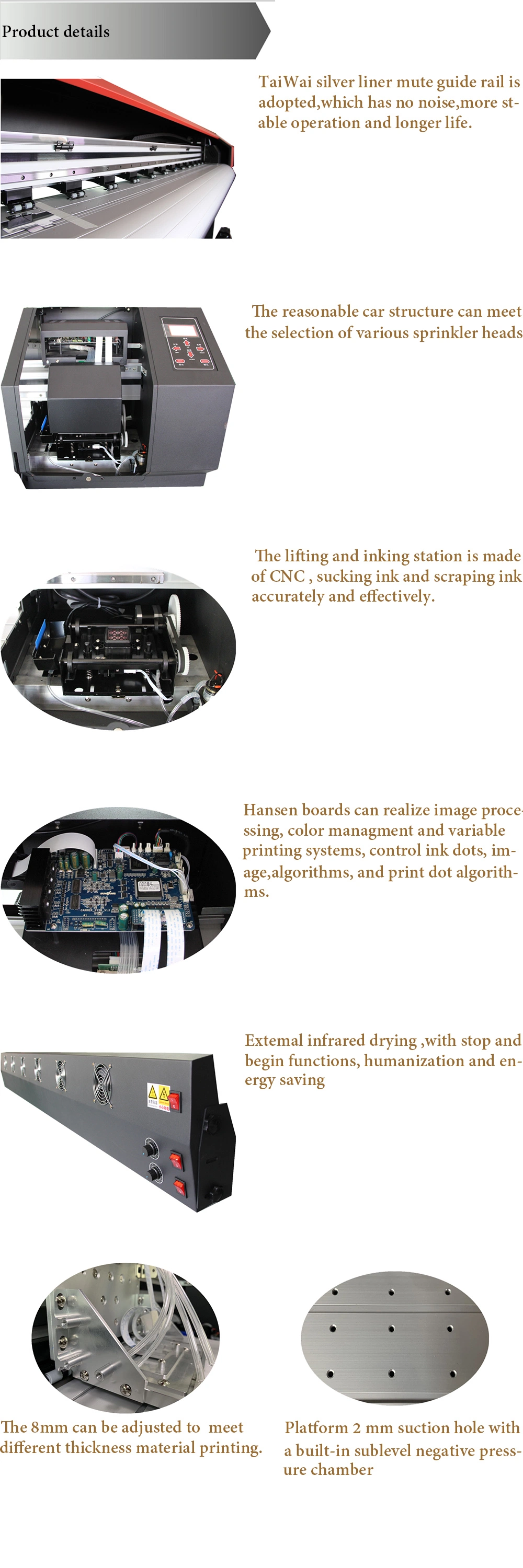 1.6m/1.8m Eco-Solvent/Sublimation Printer for Sale with Epson Heads Large Format Printing